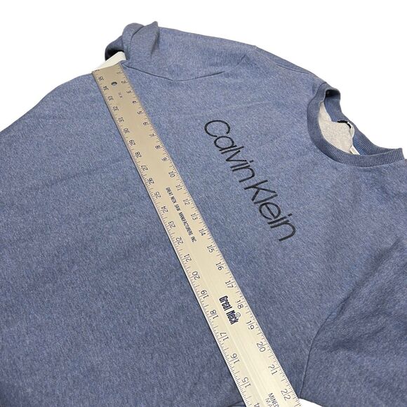 Calvin Klein Sweatshirt Mens XL Blue Logo Crewneck Pullover Cotton Blend Fall - Picture 3 of 9